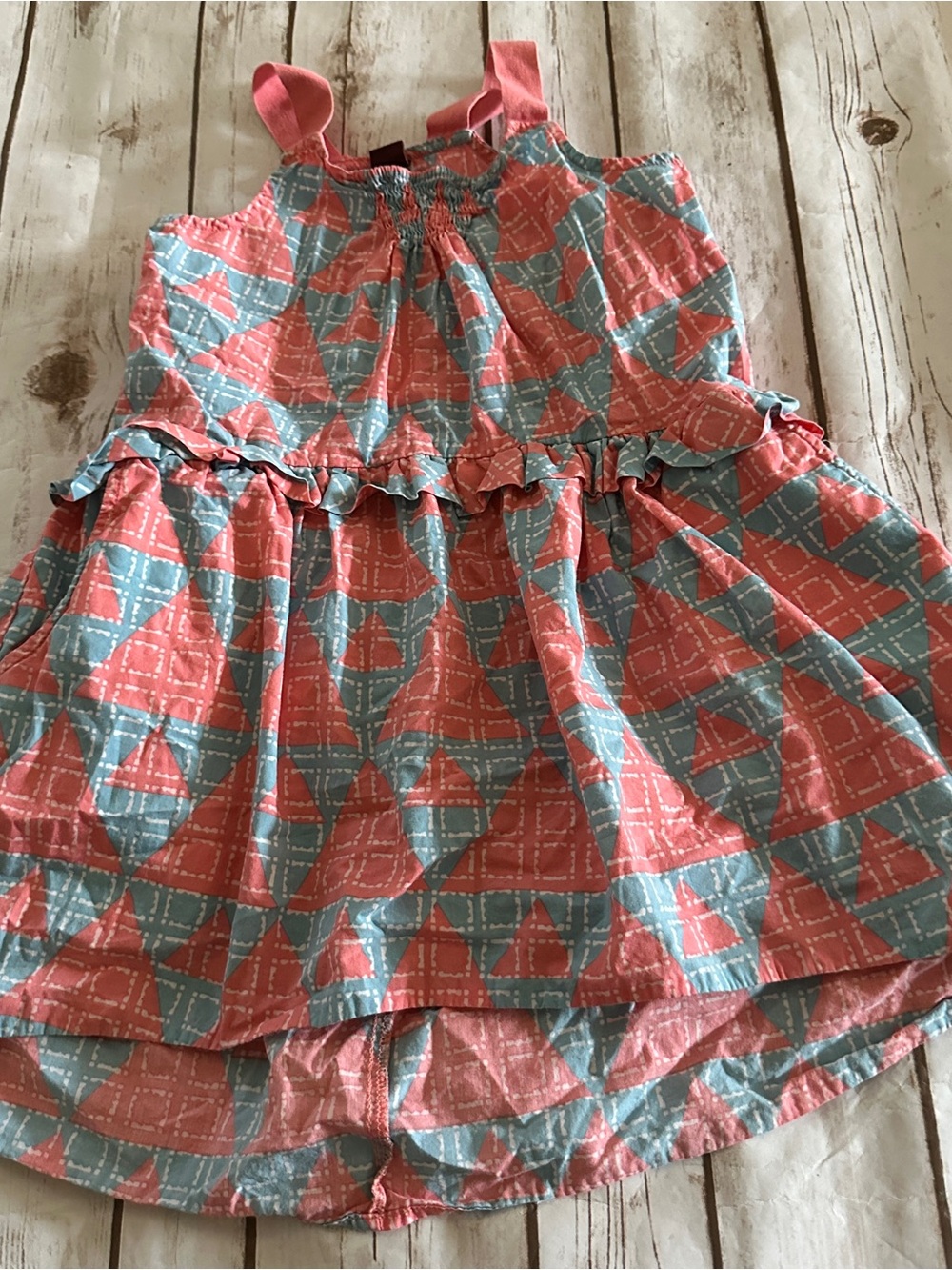 Tea collection blue and coral geometric dress vguc, size 5